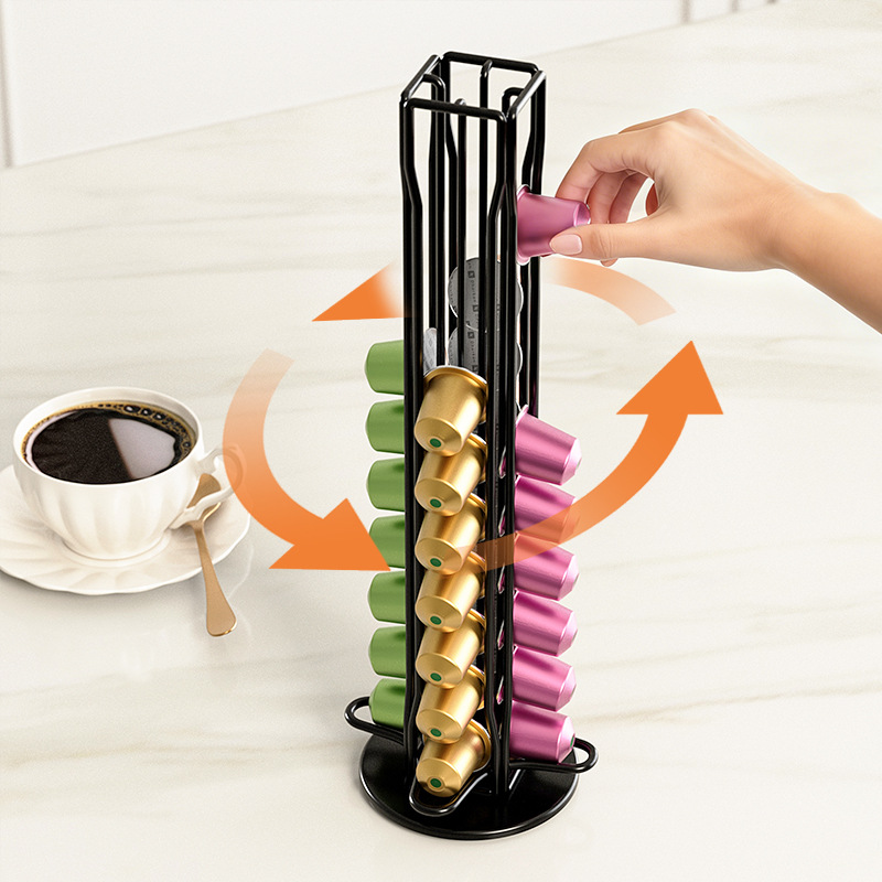 Coffee Capsule Holder - 40-delige draaibare metalen koffiecapsulehouder met roterend