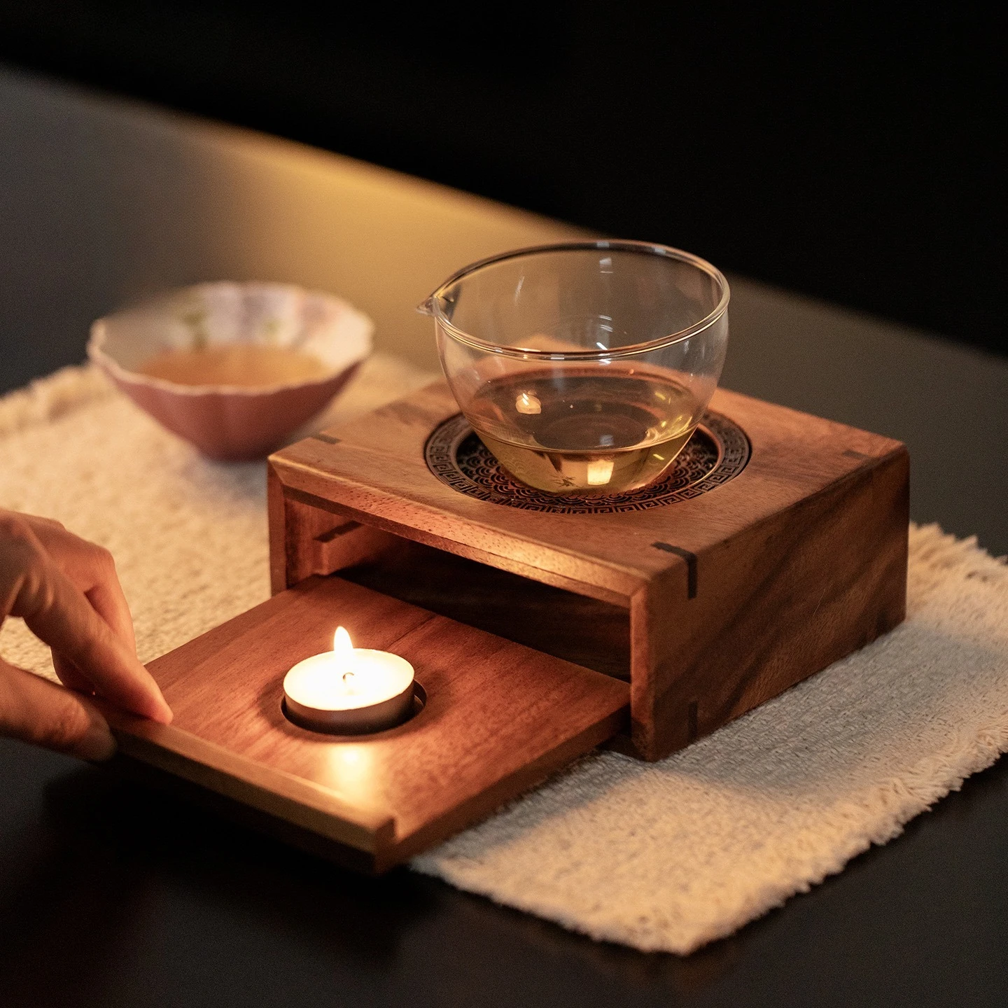 Coffee Tea Warmer - Walnoot Warme Thee Kachel Kaars Verwarmingsbasis