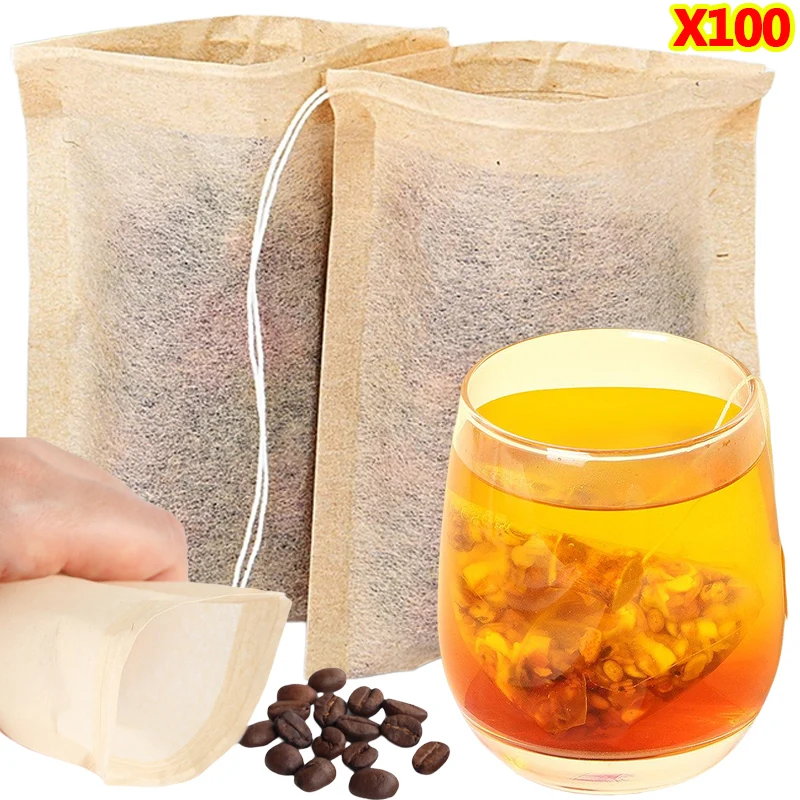 Coffee Tea Bean Leaf - 100 Stuks Theezakjes Met Trekkoord Filter