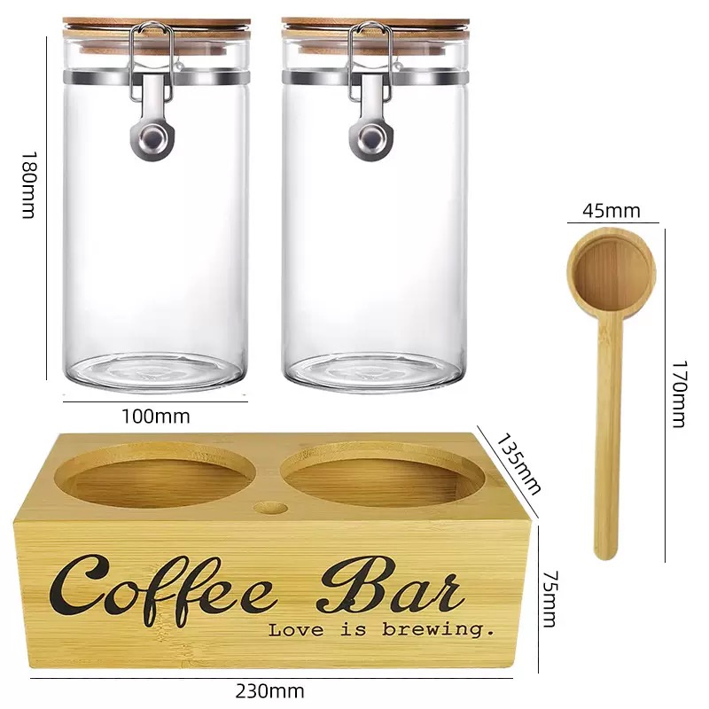 Coffee Tea And Bean - Koffieopslagpotten, 2-pack met deksels en schepjes,