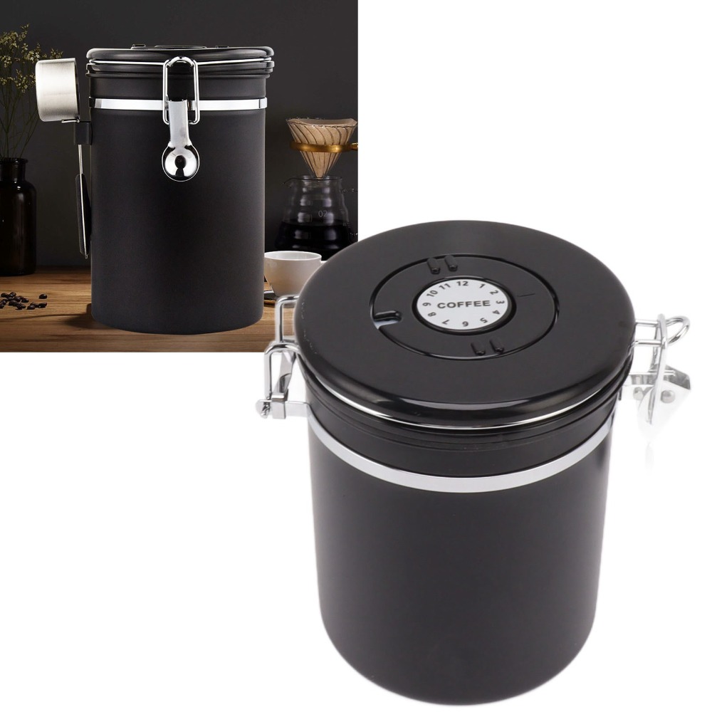 Coffee Tea Bean Leaf - Duurzame 304 roestvrijstalen koffiebonenopslagcontainer 1,2L /