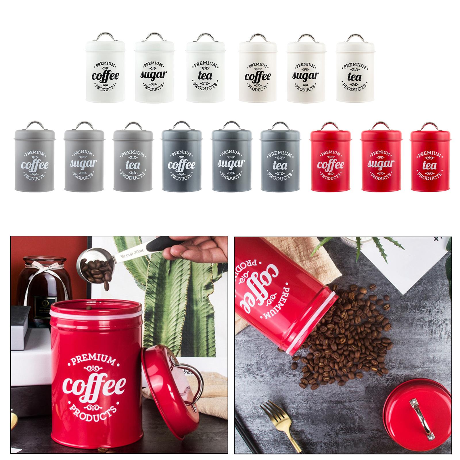 Coffee Tea Canister Set - Metalen keukenblikjesset voor koffie, thee, suiker,