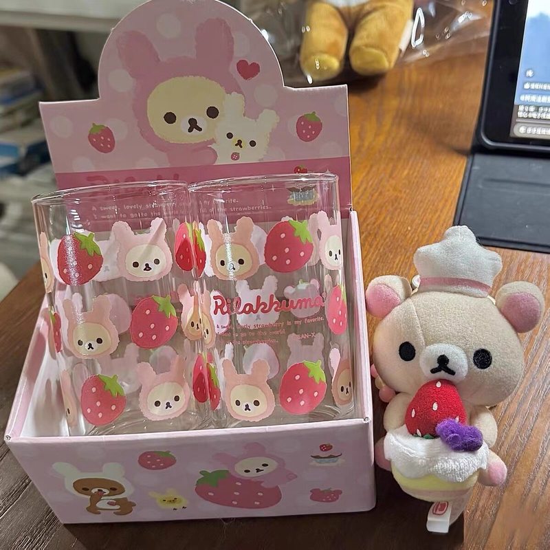 Coffee Tea Shop - Rilakkuma glazen beker, schattig cartoon aardbei,